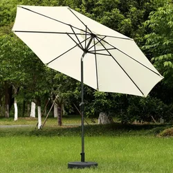Sombrilla Exterior de 2,7 m con Base – Parasol de Jardín con Columna Giratoria
