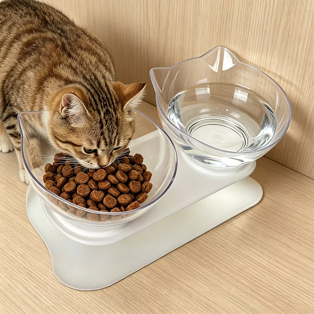 Comedero doble antideslizante para gatos y cachorros, ergonómico - imagen 3