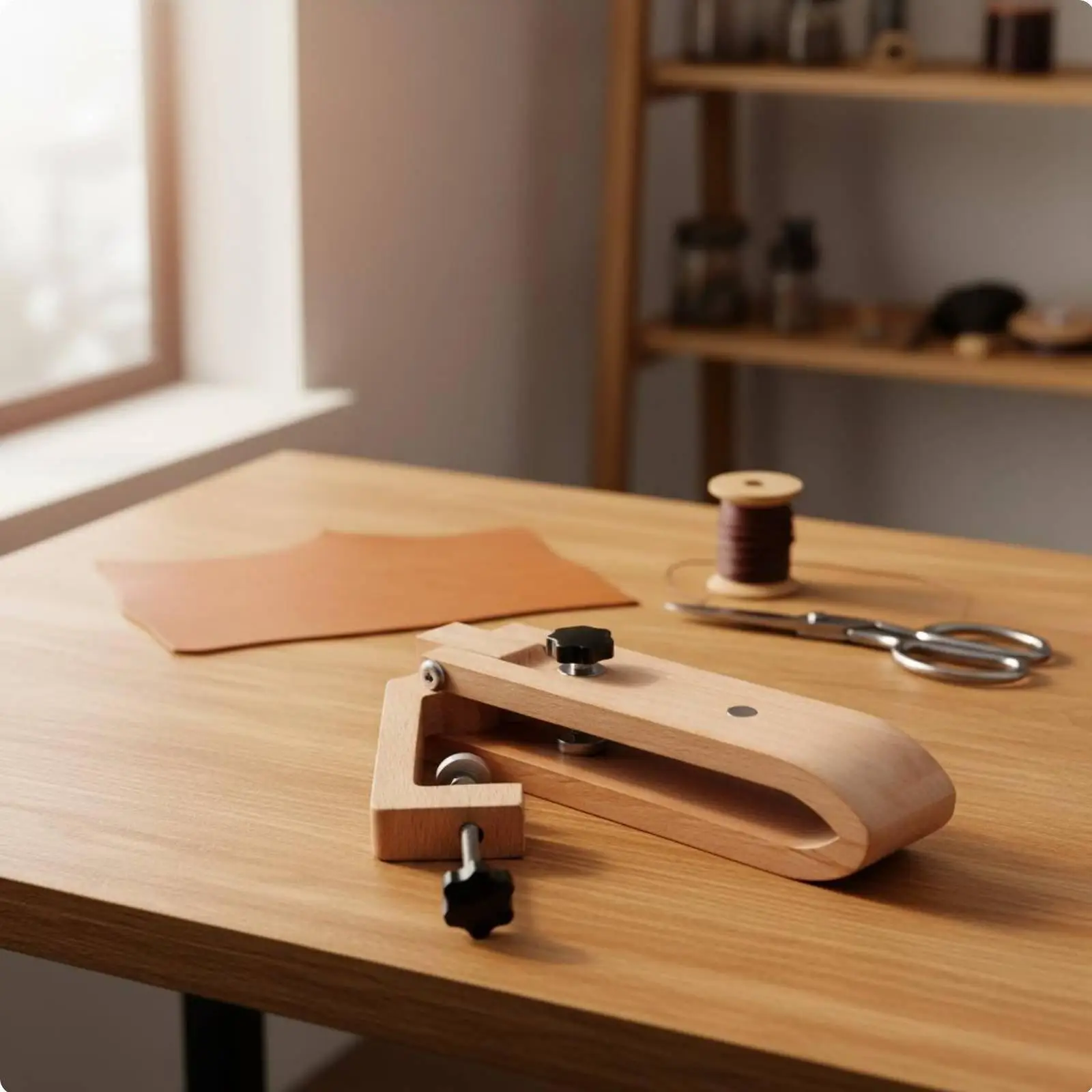Prensa de Mesa Plegable en Madera de Haya para Cuero y Manualidades - imagen 5