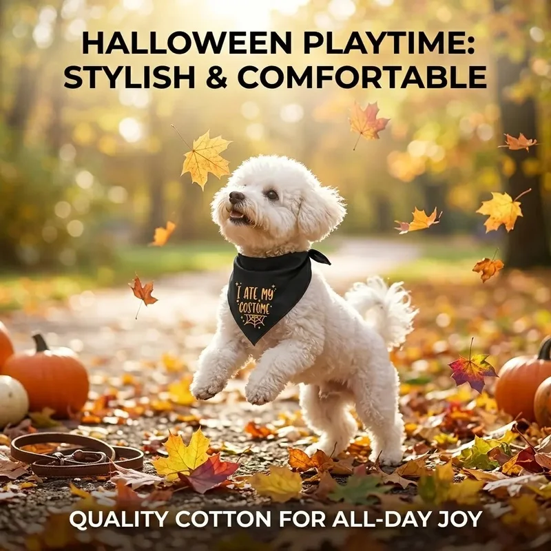 Pañuelo triangular Halloween para perro con estampado divertido - imagen 3