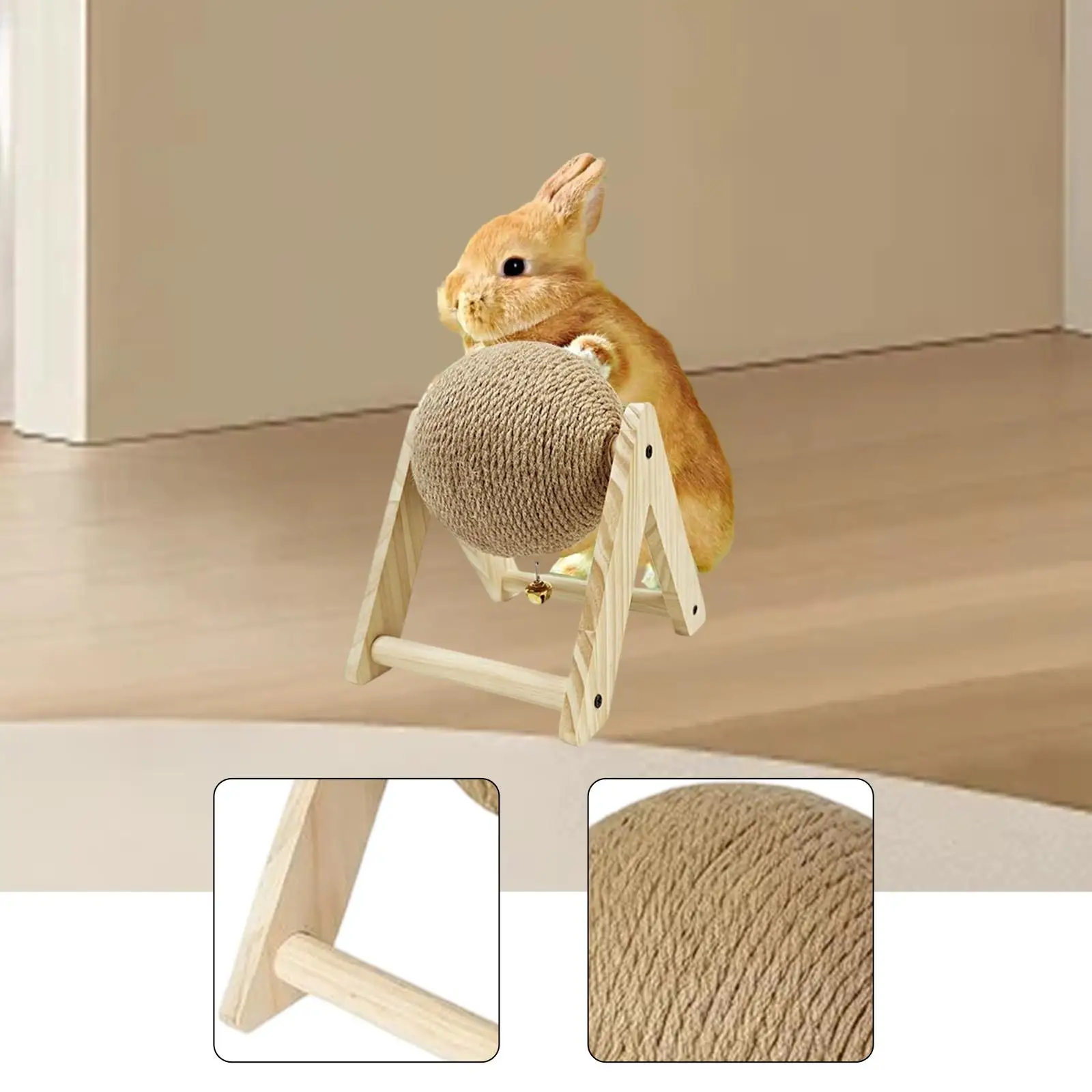 Rascador con bola de sisal para gatos y mascotas pequeñas - imagen 3