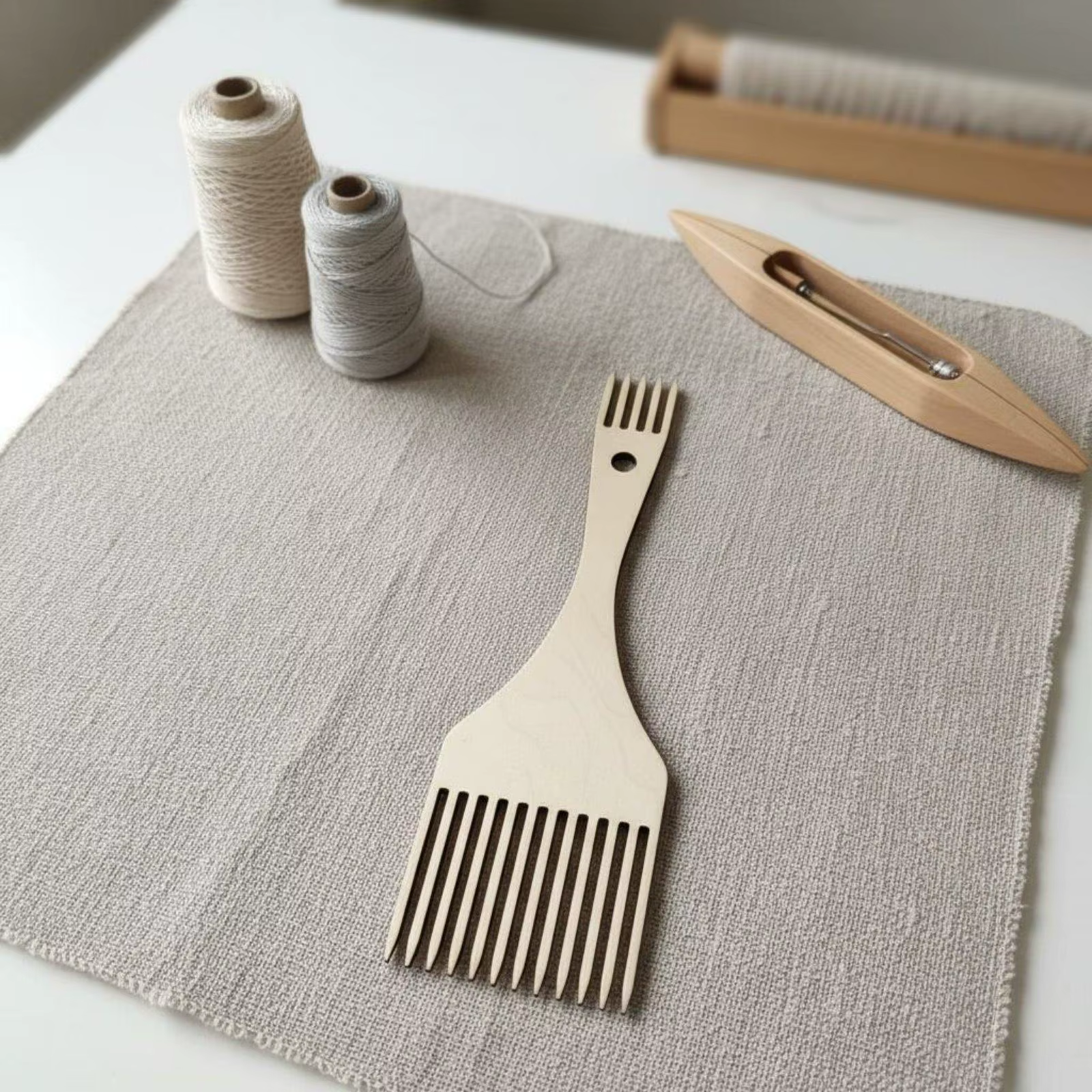 Peines de madera con diseño de doble extremo para tejido