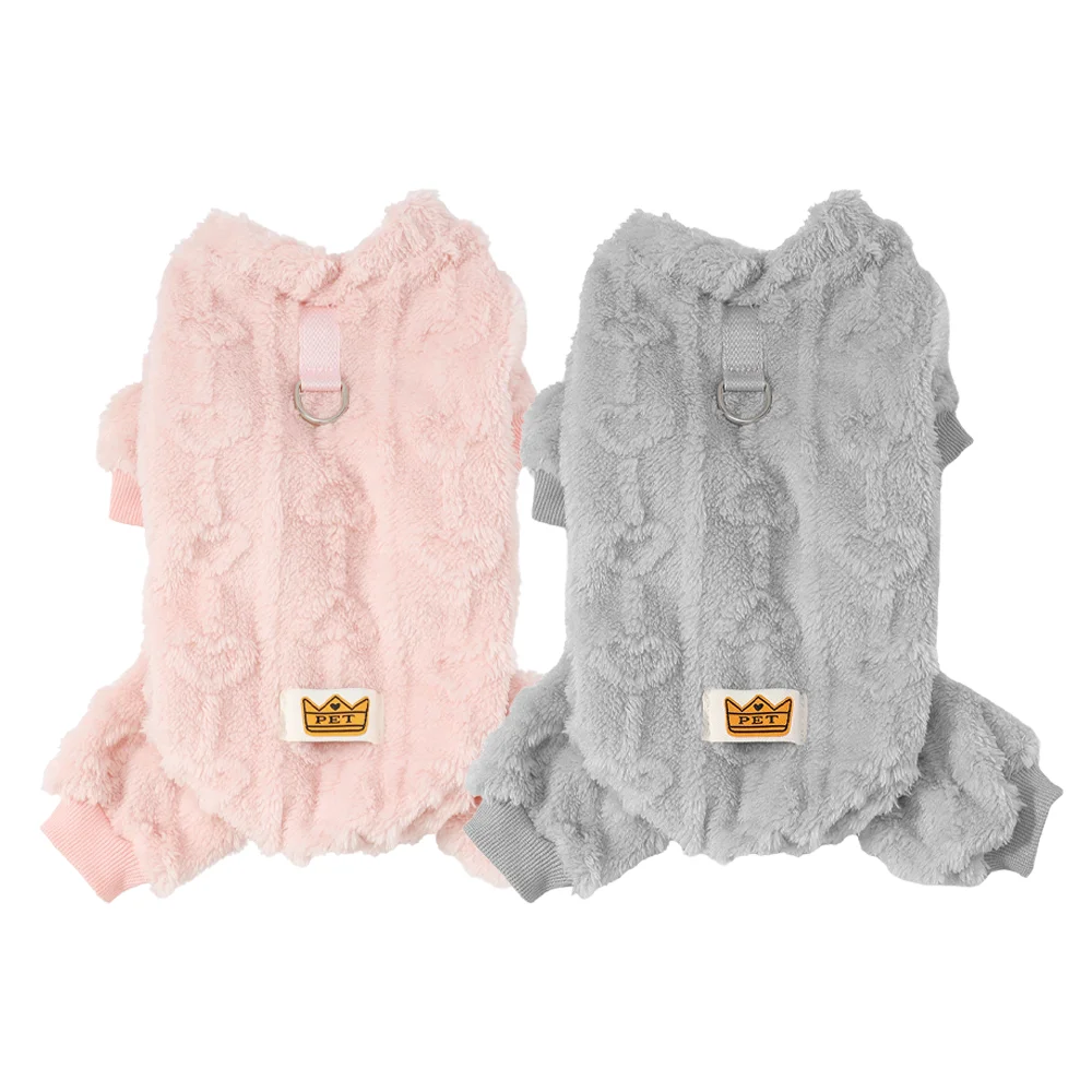Mono de Felpa Rosa para Perros Pequeños – Ropa de Invierno Cálida - imagen 3