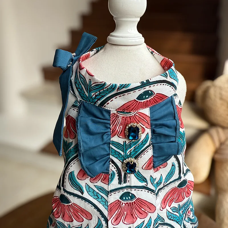 Vestido floral princesa con volantes y lazo para perros pequeños - imagen 3
