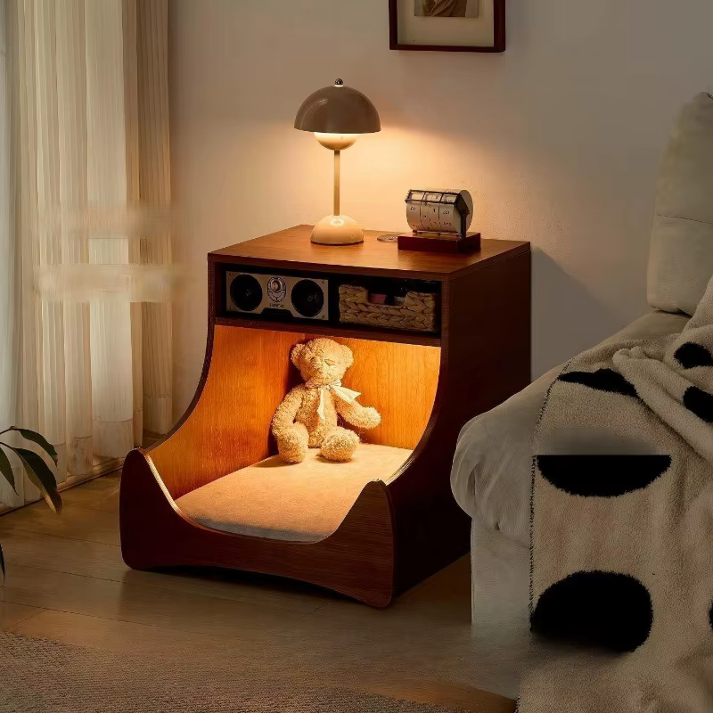 Mesa de noche madera para gatos, cama-cueva suave multifuncional - imagen 3