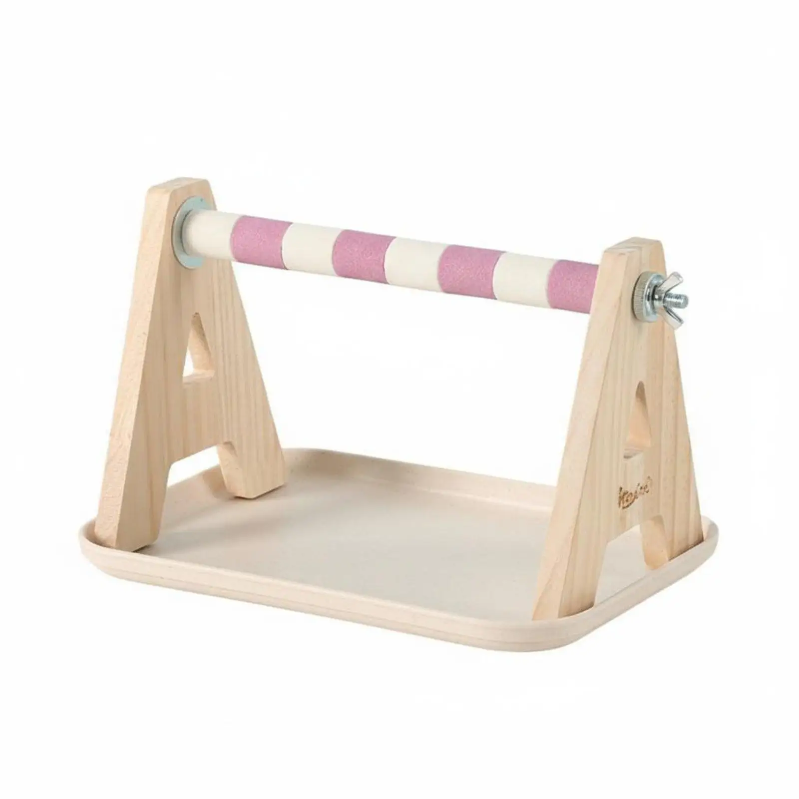 Plataforma madera natural para loros – Juego, entrenamiento y aseo - imagen 5