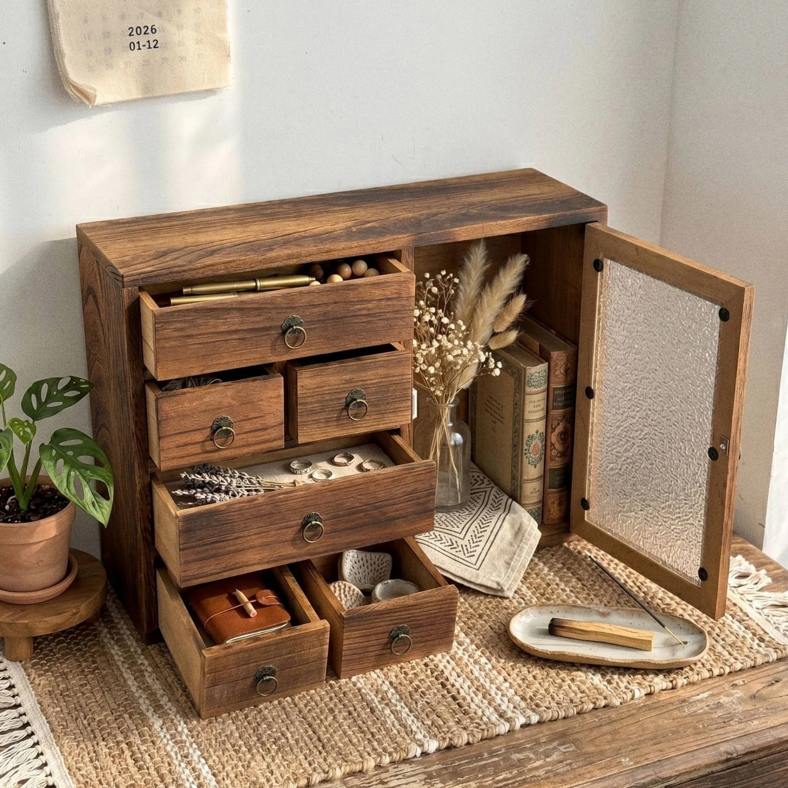 Armario de almacenamiento vintage de madera para gato y perro - imagen 3