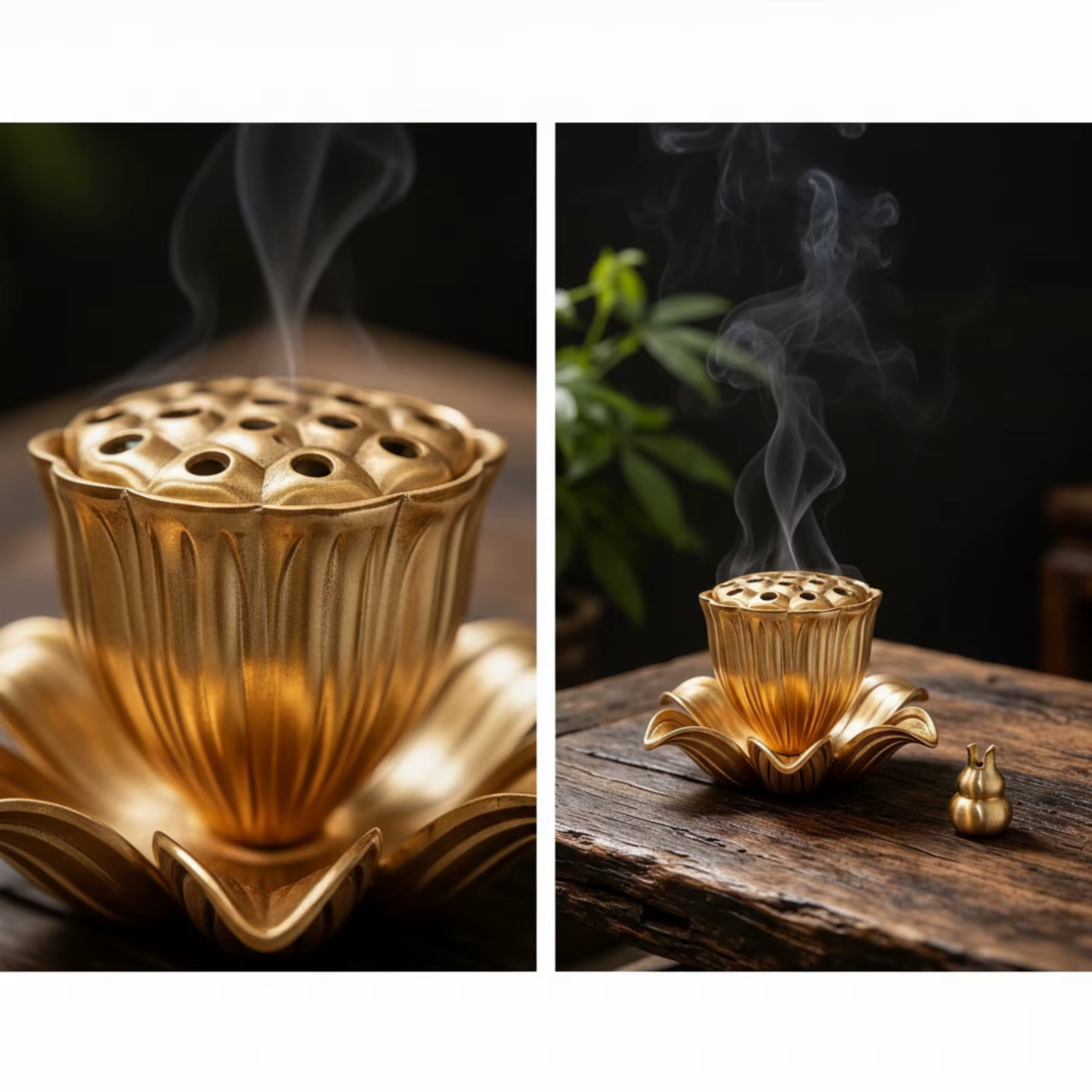 Incensario de Latón para Incienso – Quemador Decorativo con Tapa - imagen 4