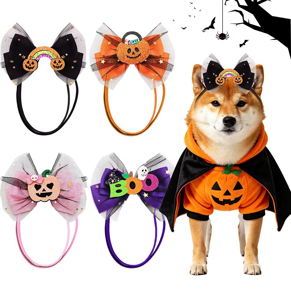 Lazos de encaje Halloween para perros – Ajustables y elásticos