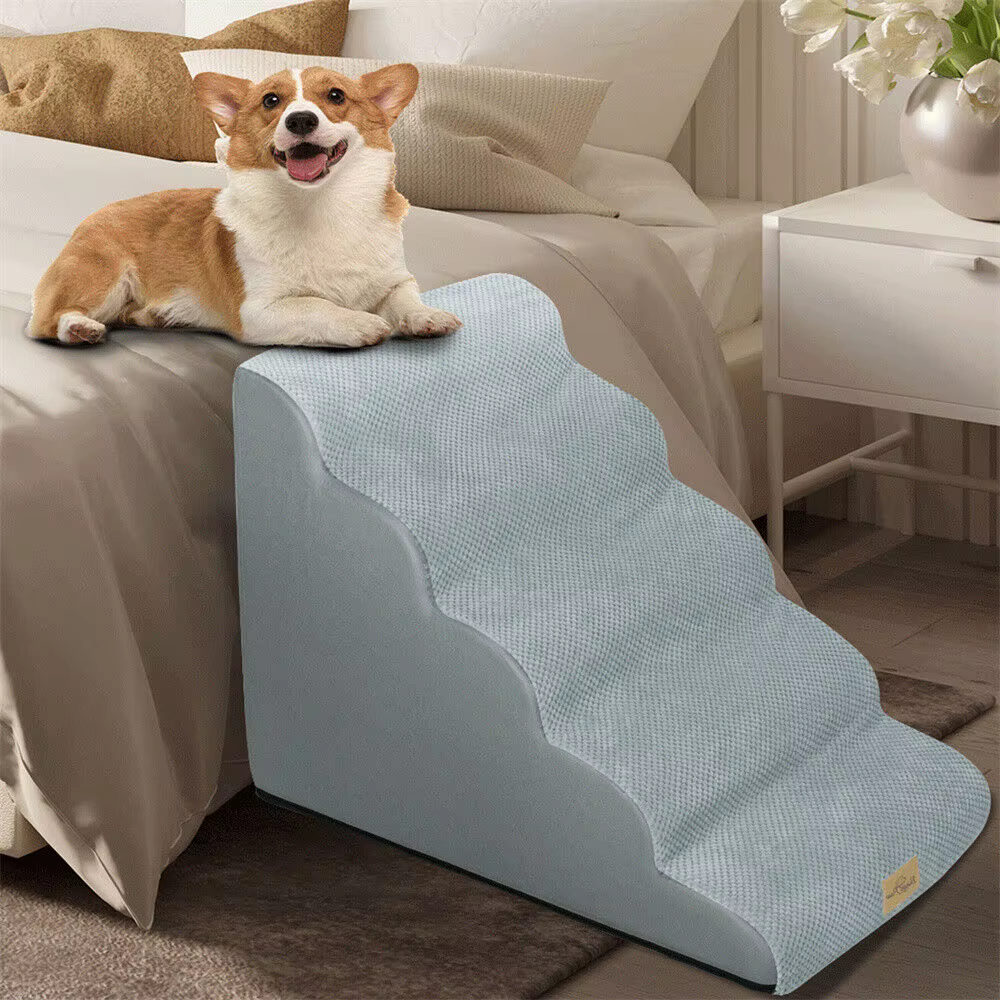 Rampa para perros con escalones acolchados para camas altas y sofá - imagen 4