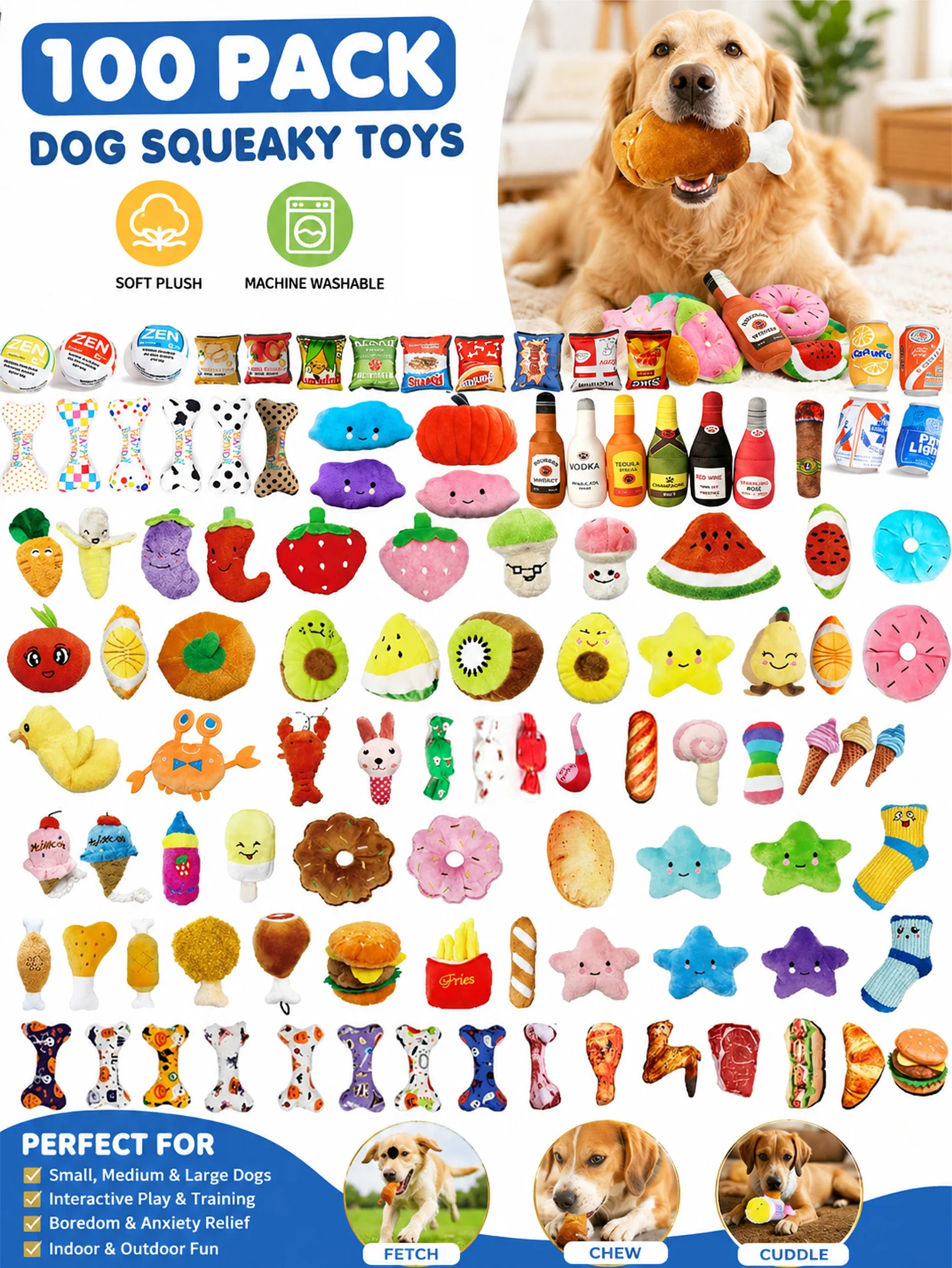 Juguetes de nudo de peluche con chirrido para perros – dentición - imagen 2