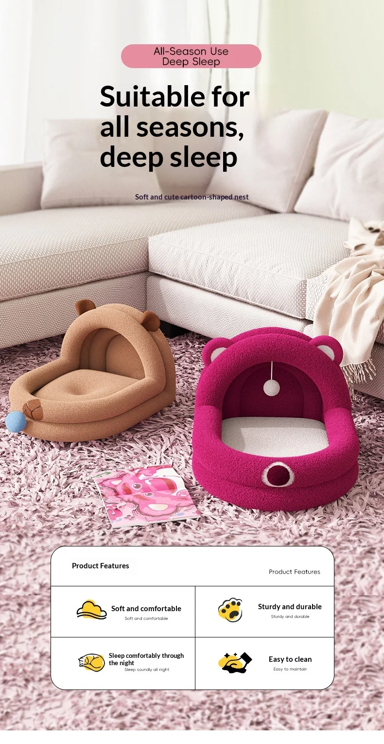 Cama de refugio semicerrado para mascotas