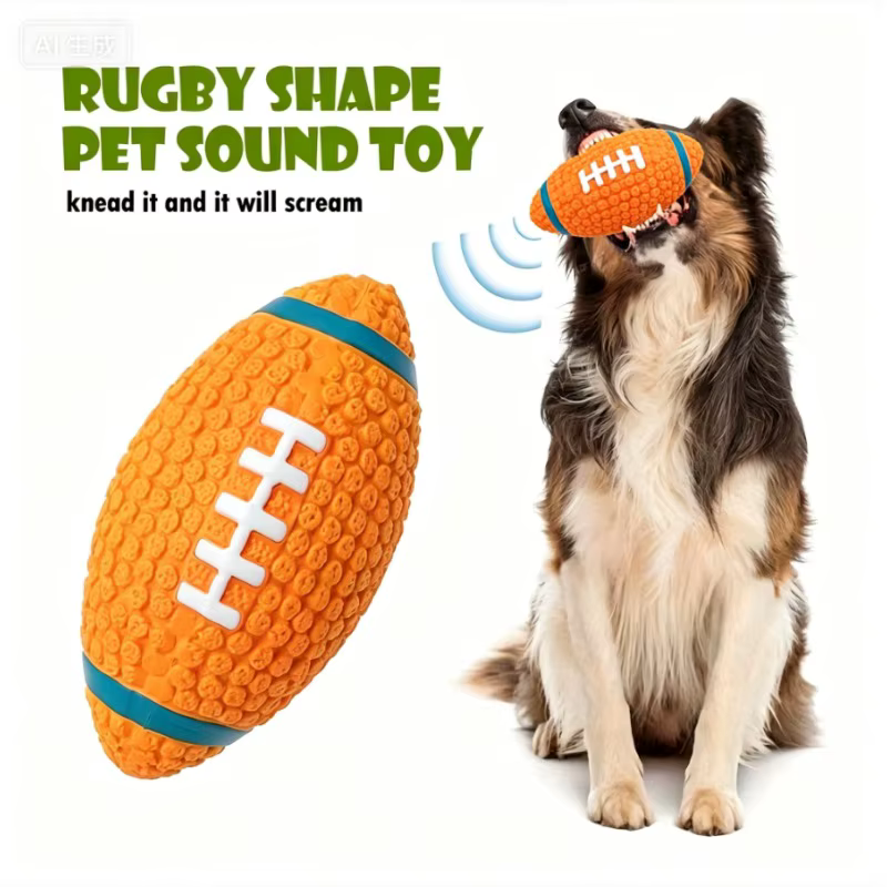 Juguete para perros de látex: pelota rugbi con ruido, grandes y pequeños - imagen 4