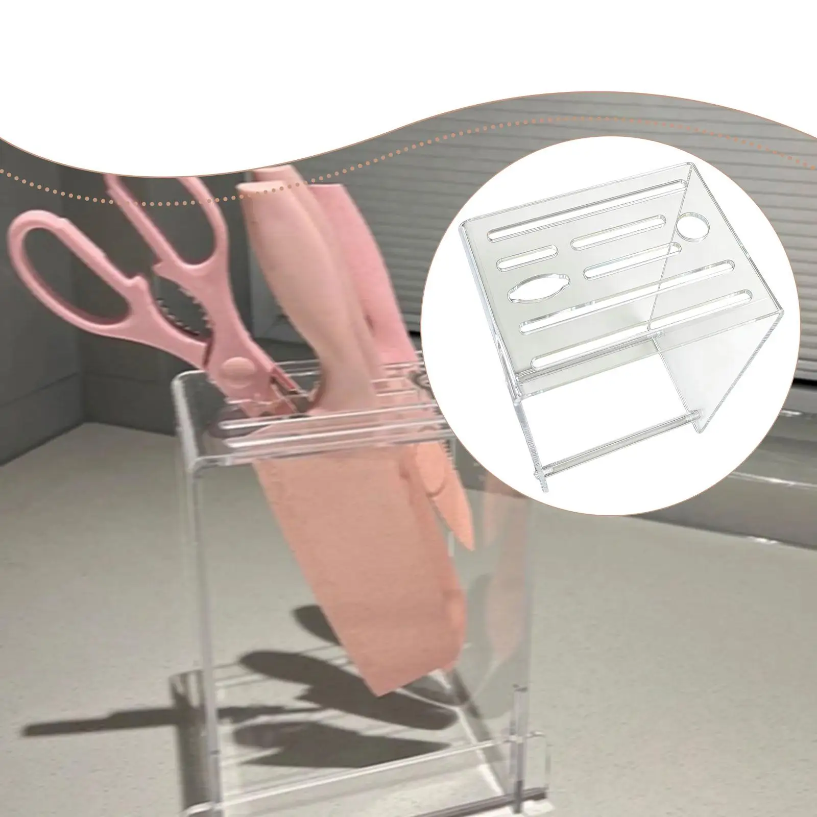 Soporte de exhibición y secado para cuchillos de acrílico – Estante transparente moderno - imagen 5