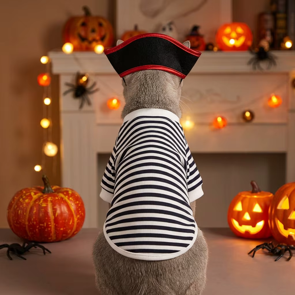 Disfraz pirata de Halloween para perros y gatos con sombrero - imagen 4