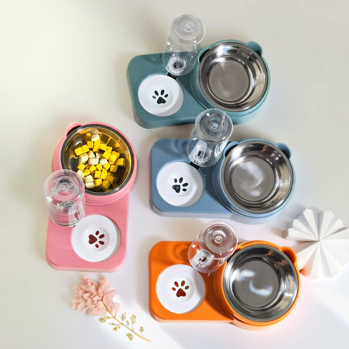Comedero doble para gatos y perros con base antideslizante desmontable - imagen 5