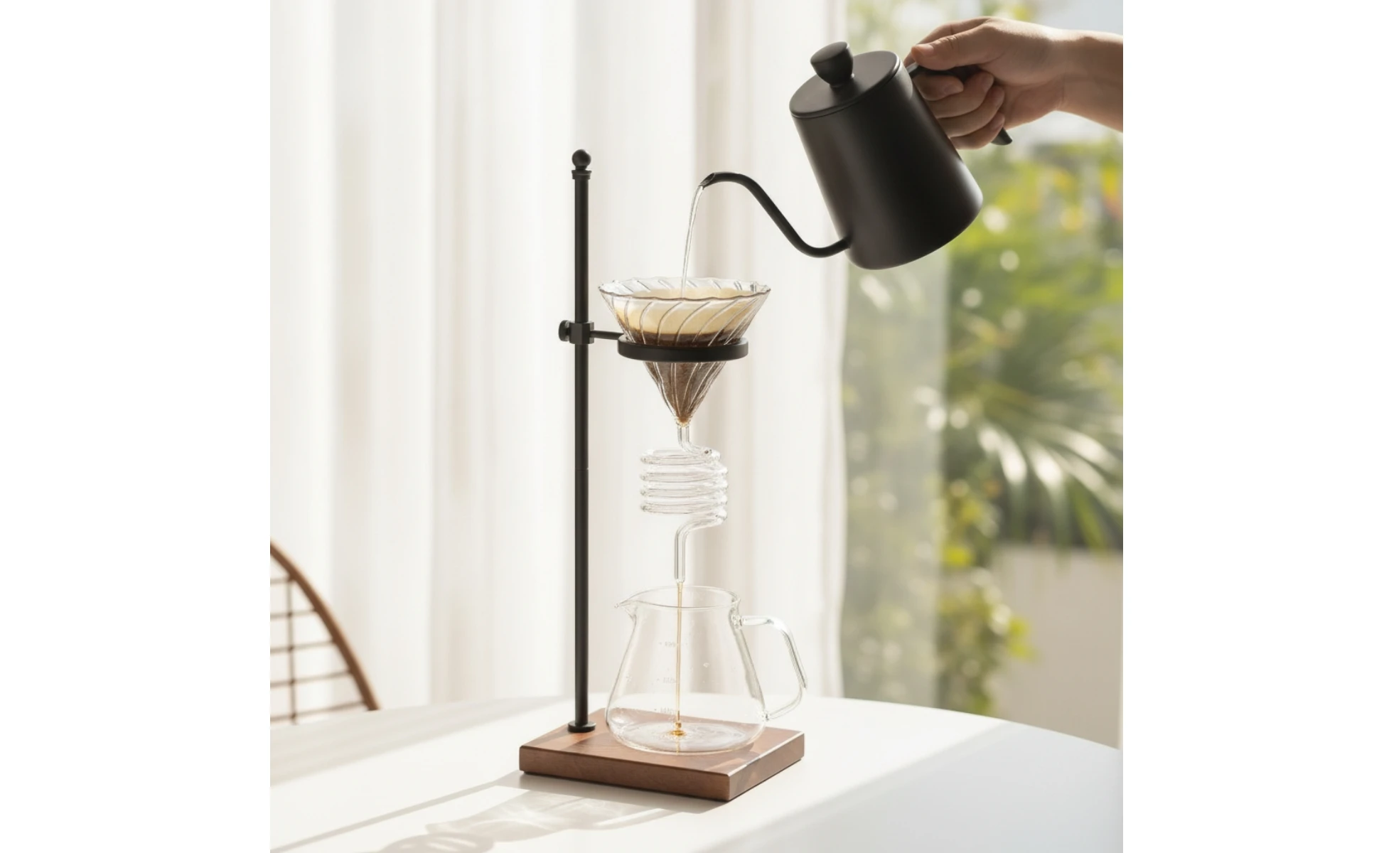 Cafetera completa acompañada de accesorios de café