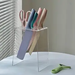 Soporte de exhibición y secado para cuchillos de acrílico – Estante transparente moderno