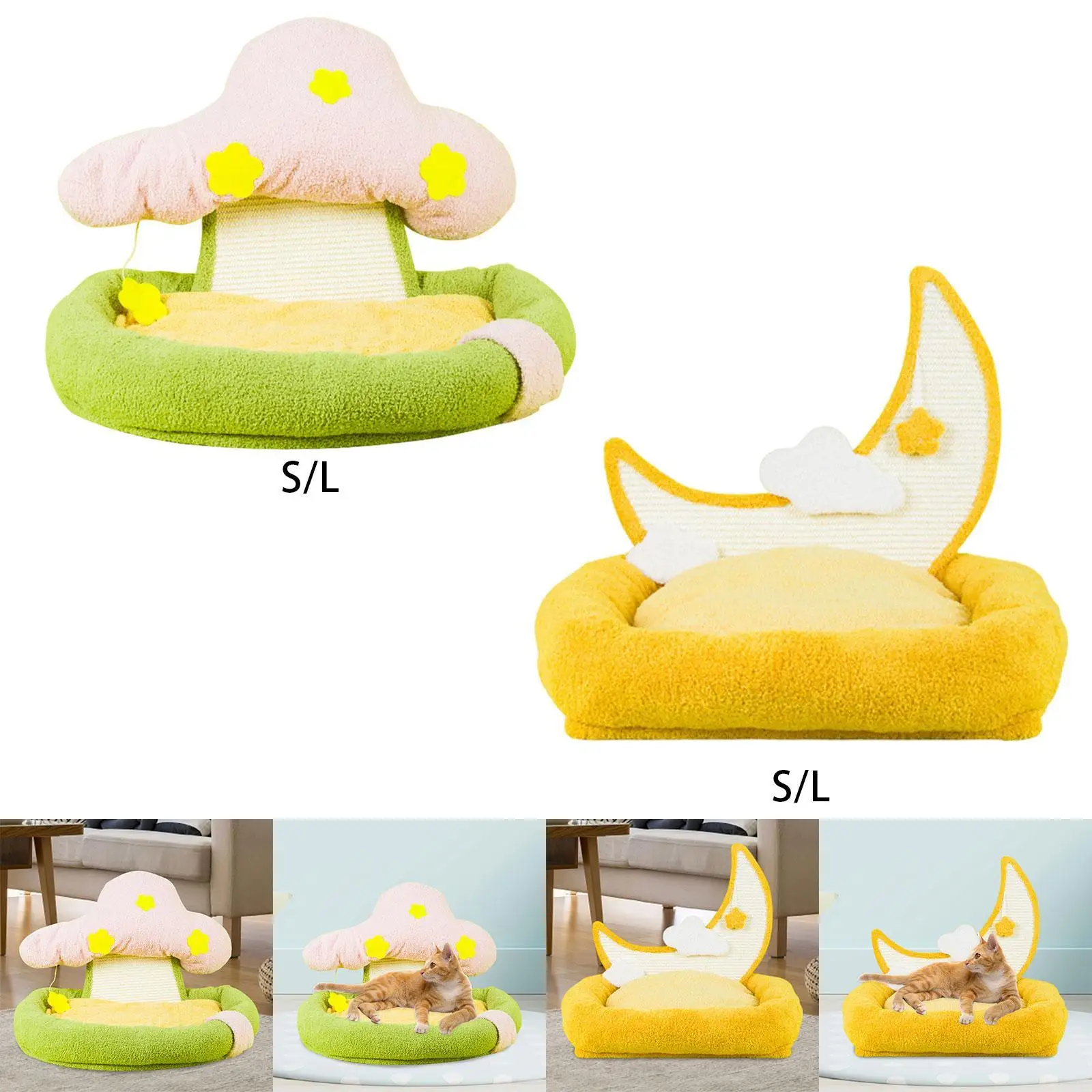Cat Bed Cute Winter Warm Kitten Bed Kitty Couch Bed Indoor Cats Kennel Soft Dog Bed Cat Scratch Board Cat Sofa Bed for Cats