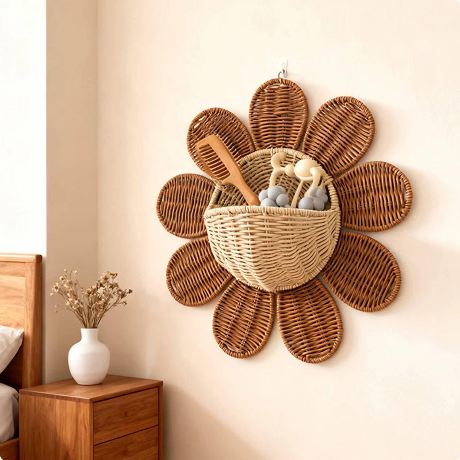 Organizador Colgante para Juguetes de Mascotas – Cesta Boho de Almacenamiento