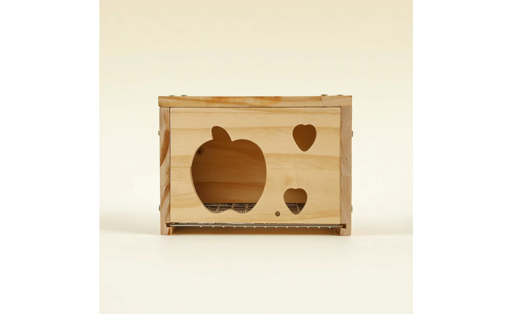 Casa de madera para pájaros con aberturas laterales y frontales