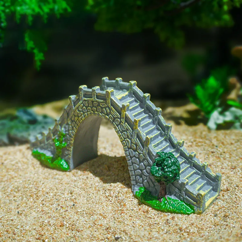 Puente decorativo de piedra para acuario con arco vintage