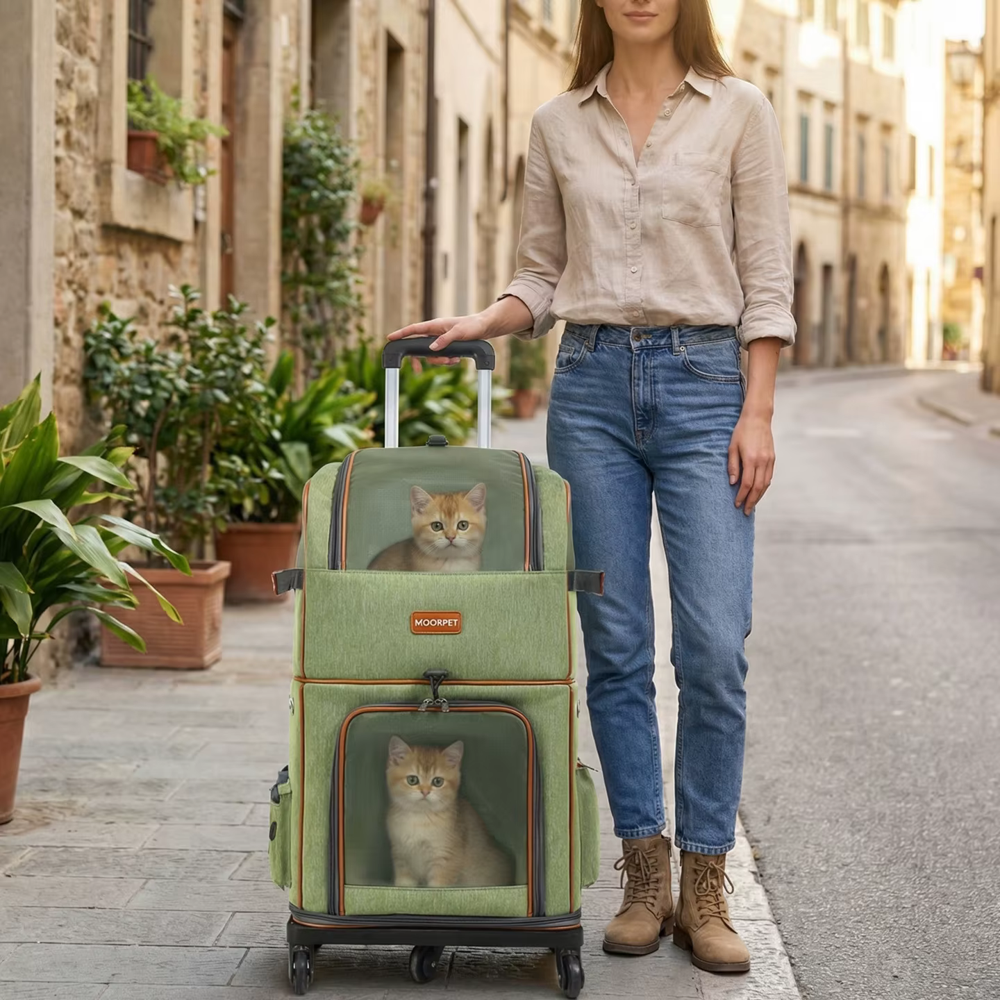 Transportín doble para gatos y perros pequeños – Malla transpirable - imagen 2
