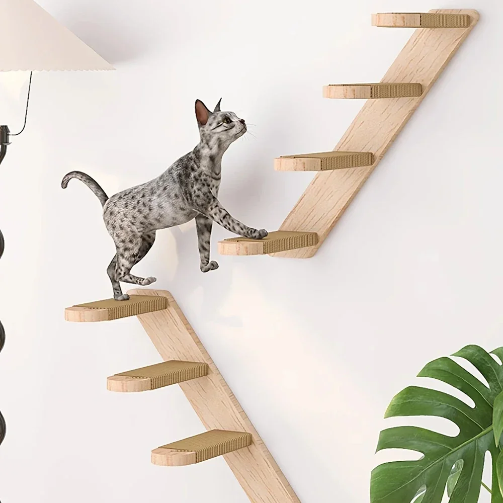 Puente y casa de pared para gatos: estante de escalada y perchero - imagen 5