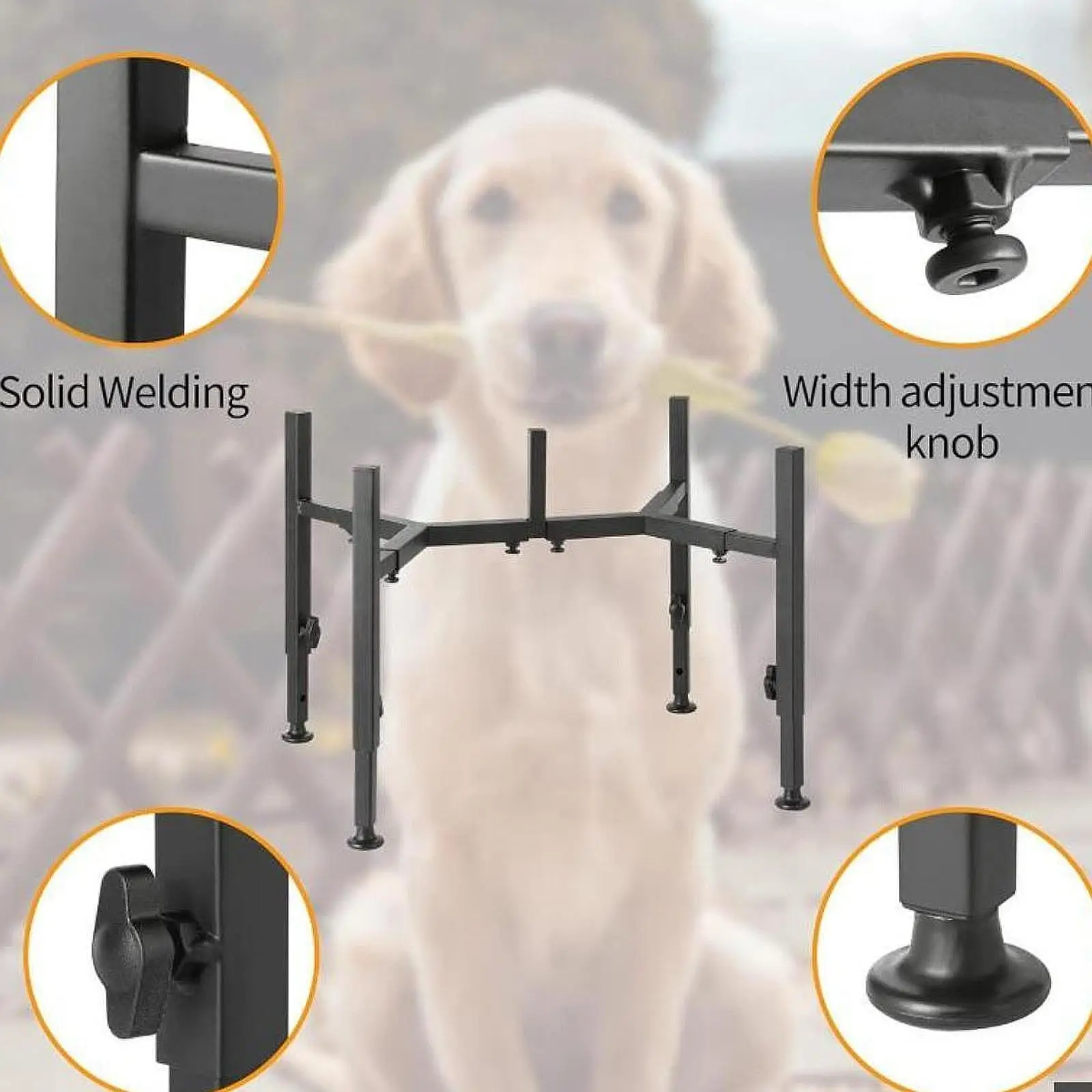 Soporte ajustable en altura para comedero de cachorros con base de hierro elevada