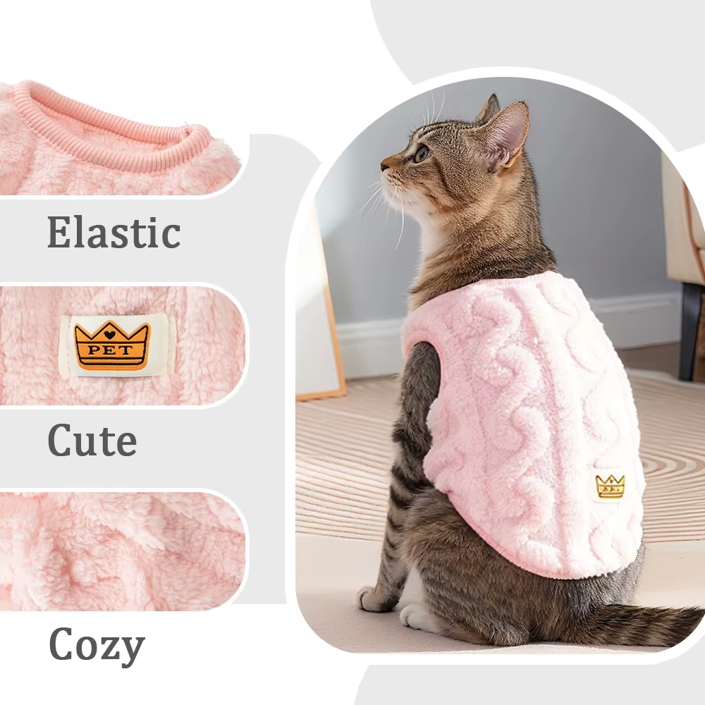 Chaleco abrigo de felpa cálida para gatos, perros y Sphynx