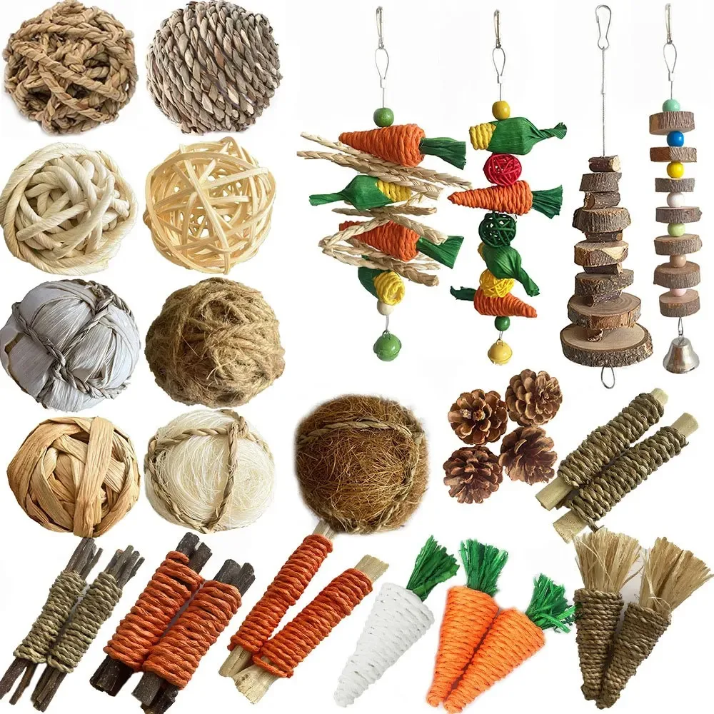 Juguetes de masticar naturales para conejos