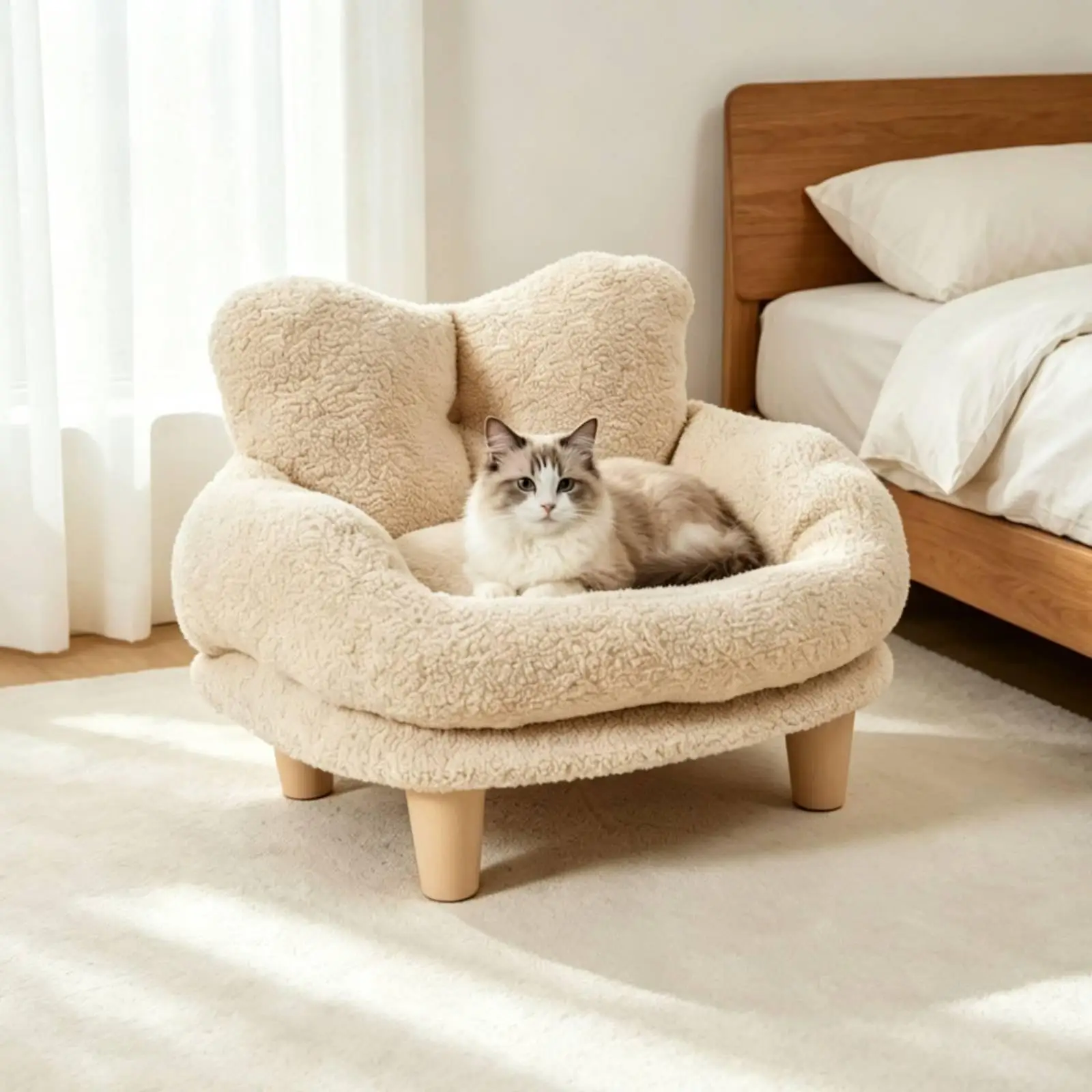Cama Corazón en Felpa Teddy para Perros y Gatos – Lavable y Desmontable - imagen 4