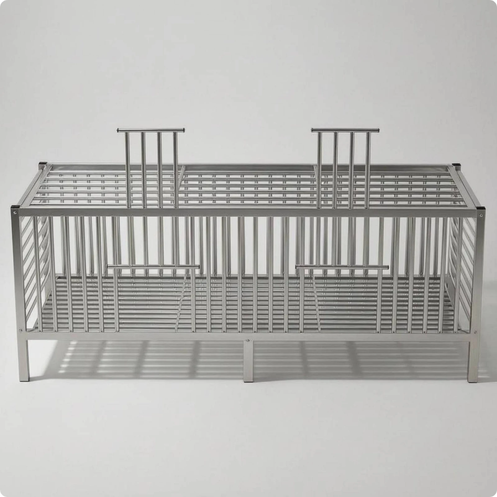 Jaula para animales pequeños de acero inoxidable con entrada frontal