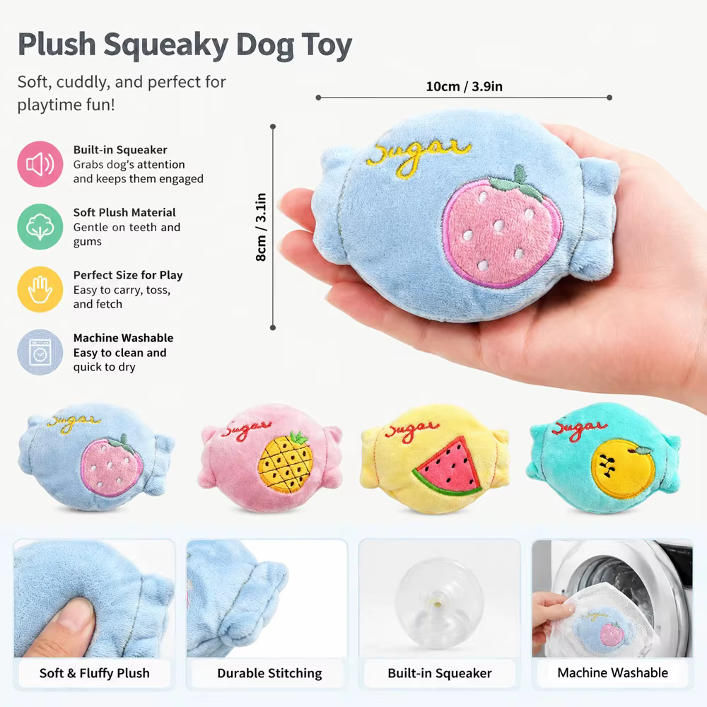 Juguete interactivo de peluche con sonido para perro, caramelo lavable - imagen 3