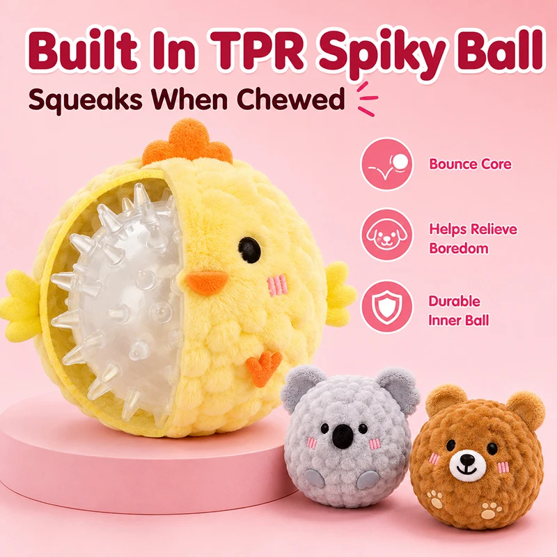 Pelota de peluche chirriante para perros: juguete TPR para masticar - imagen 5