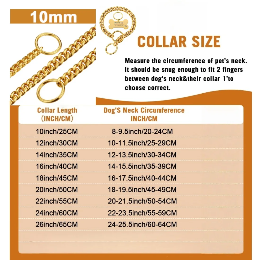 Collar cadena cubana para perros paseo entrenamiento cualquier tamaño - imagen 4
