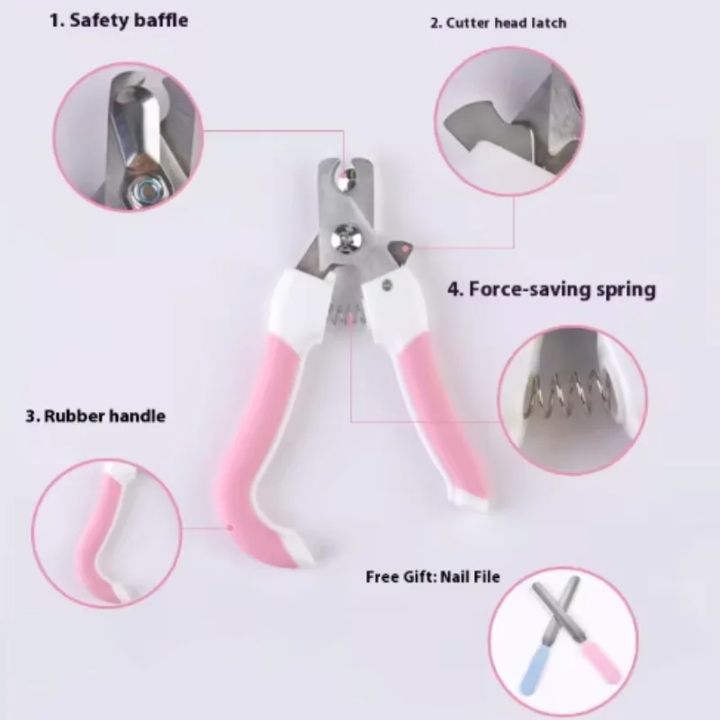 Cortauñas de acero inoxidable con lima para perros y gatos seguro - imagen 4