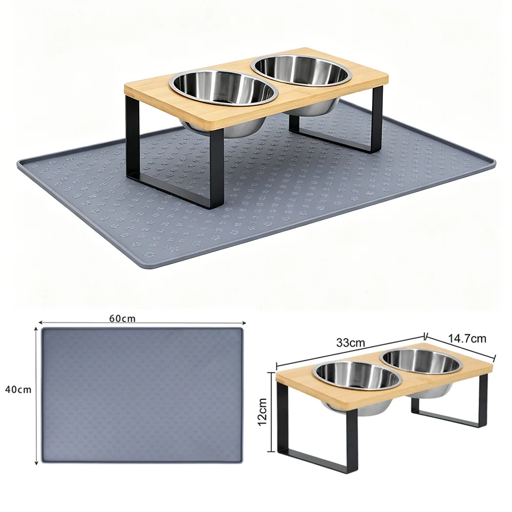 Comedero elevado con tapete de silicona para gatos y perros pequeños - imagen 2