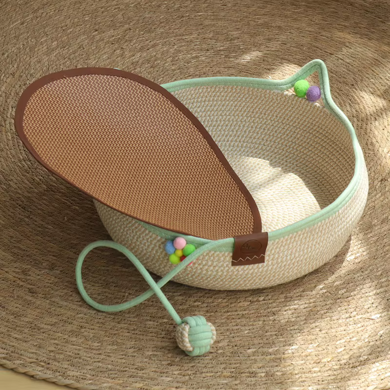 Cama nido de ratán para gatos con rascador integrado - imagen 5