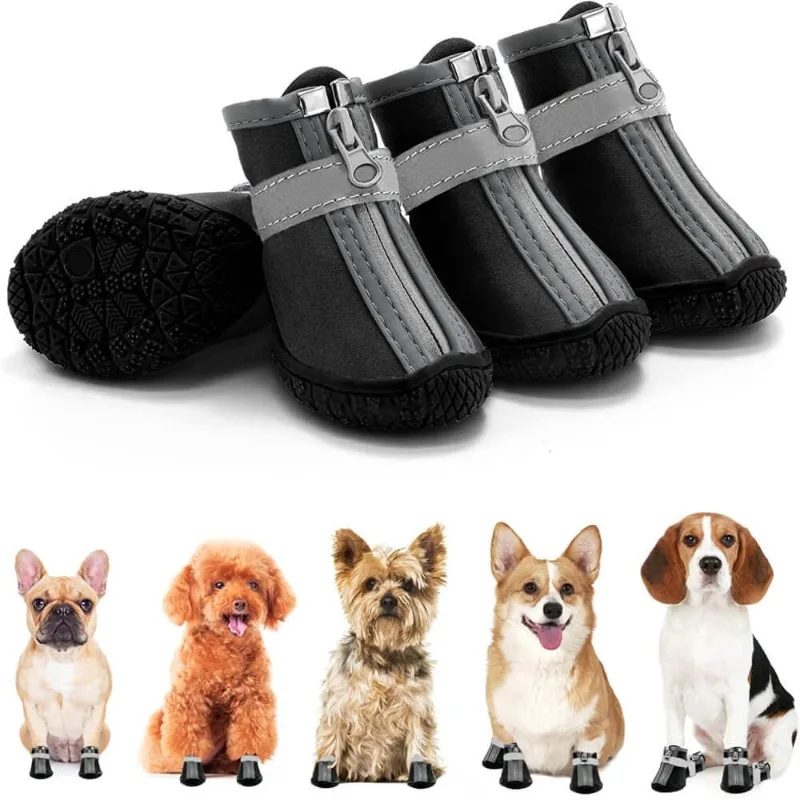 Botas impermeables para perros con cierre ajustable y reflejo