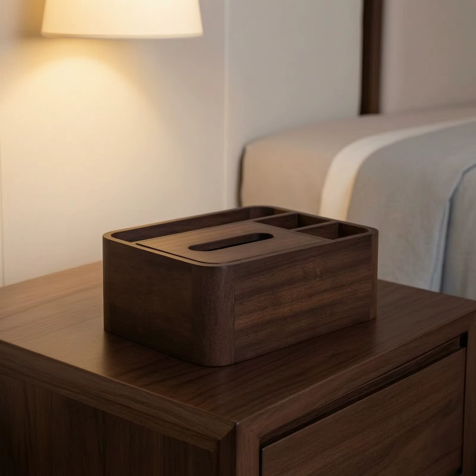 Organizador pañuelos escritorio – Soporte cajas pañuelos con compartimentos - imagen 3