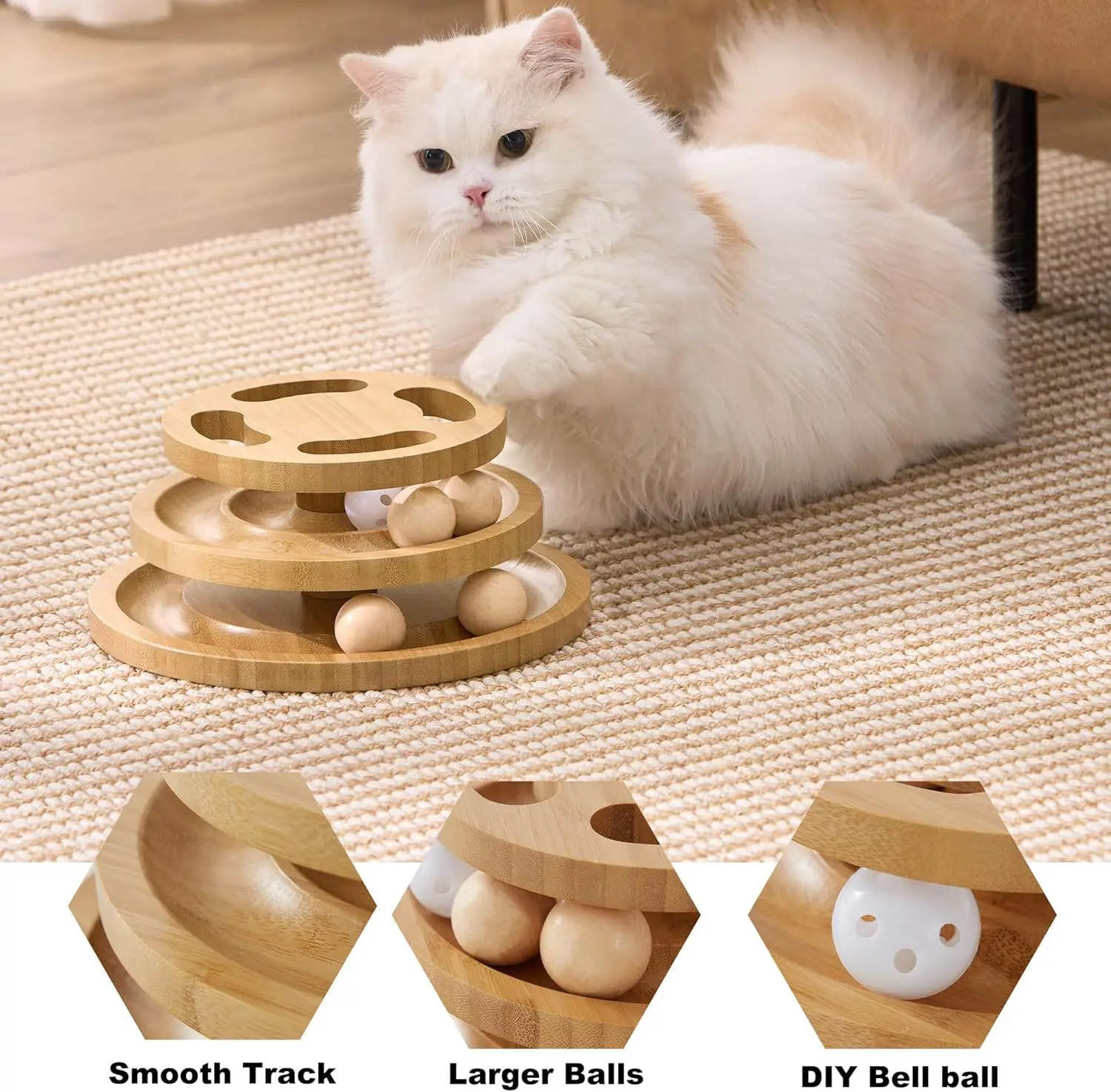 Juguete de madera multicapa para gatos, interactivo