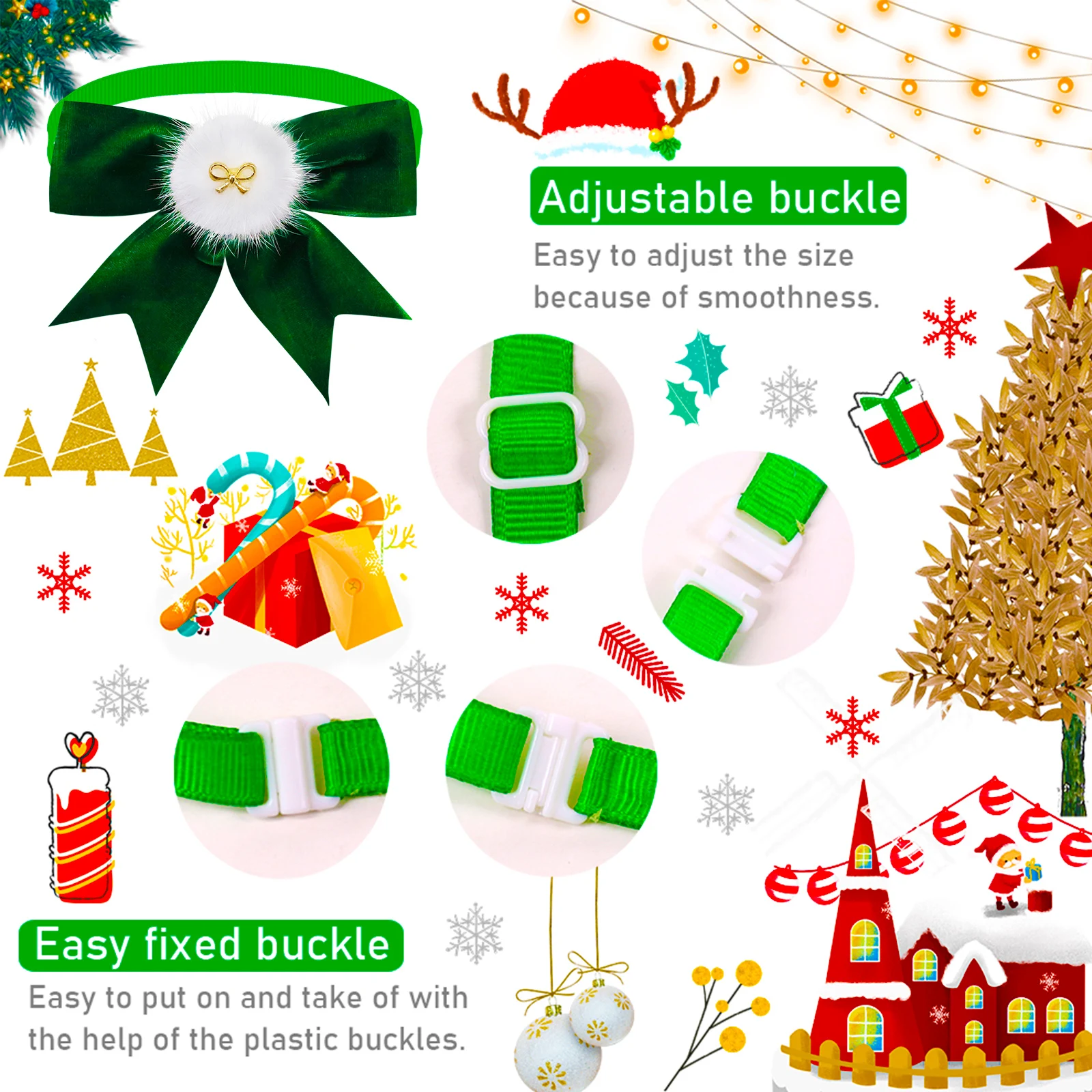 Lazos navideños para perros pequeños – Accesorio de peluquería