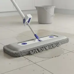 Mopa para suelos con cabeza chenilla y escurridor manual