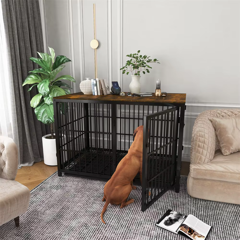 Jaula para perros XXL resistente, mueble tipo mesa auxiliar con bandeja