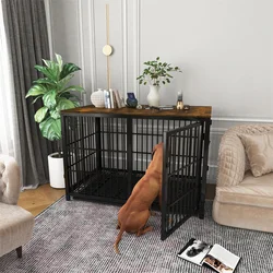 Jaula para perros XXL resistente, mueble tipo mesa auxiliar con bandeja