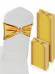 Fundas de silla elásticas doradas brillantes para bodas y eventos