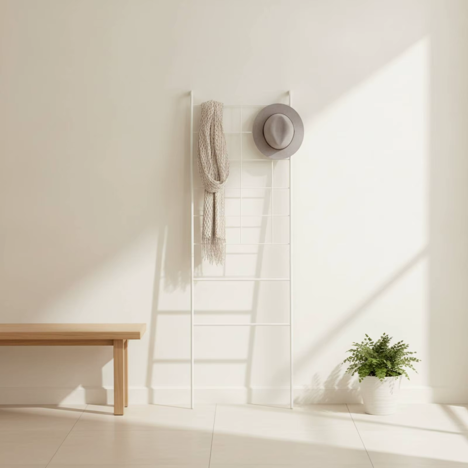 Perchero con Panel de Rejilla para Entrada – Colgador Compacto y Resistente