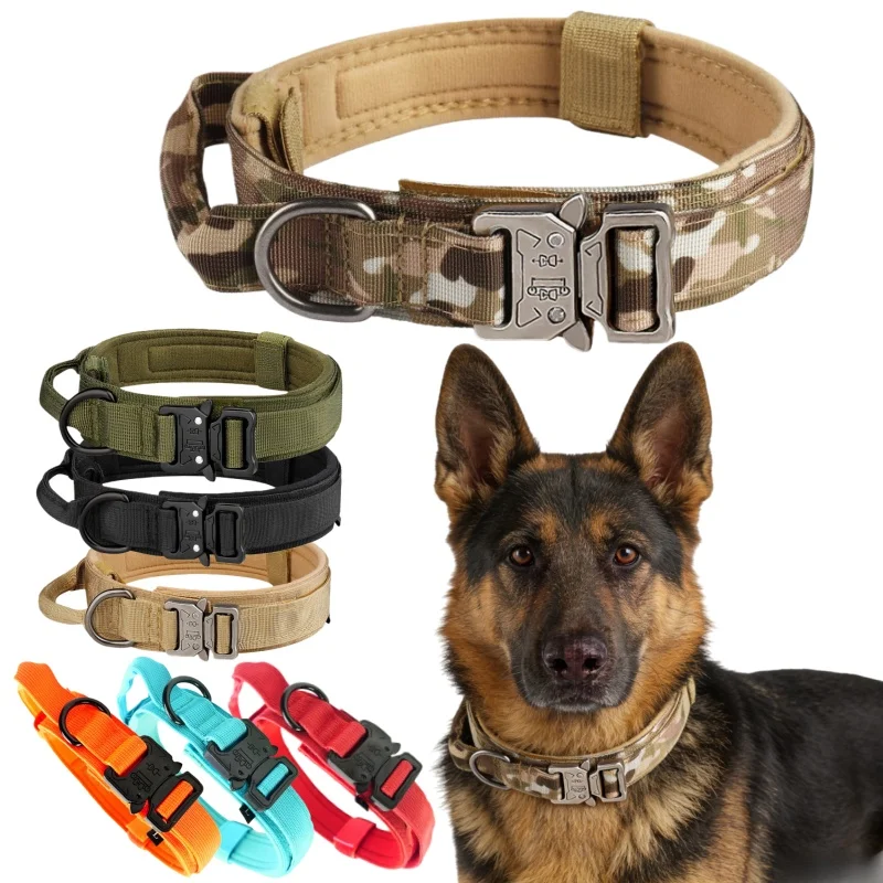 Collar táctico de nailon para perros medianos y grandes – Resistente con hebilla metálica - imagen 3