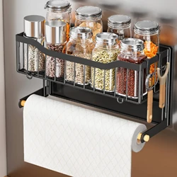 Estante Magnético para Condimentos con Soporte Papel – Barra Madera Extraíble